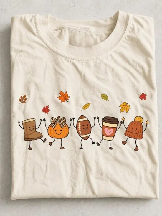 Tops - Cute Fall Shirt, Pumpkin Season Tee, Fall Vibe Shirt Gift